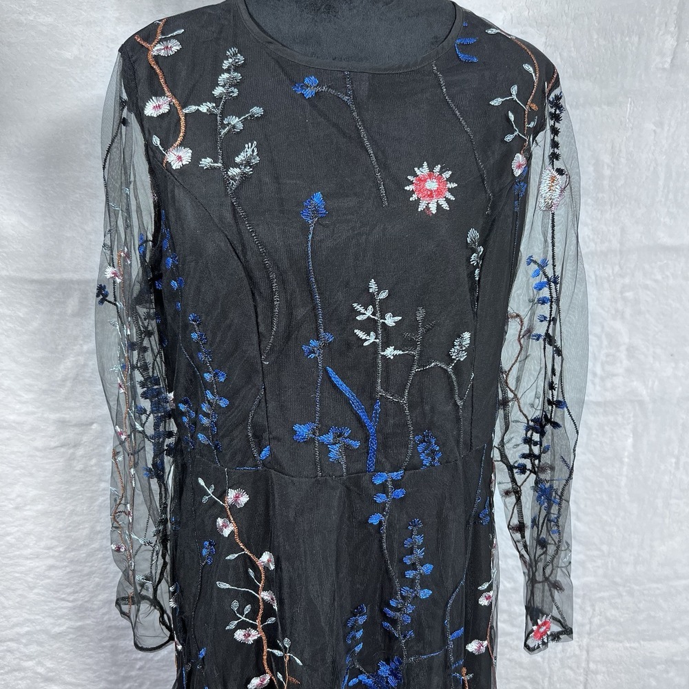 Maxi Dress Mesh Sheer Overlay XL Y2K 90s‎ Fairy Goth Whimsigoth Prom Event